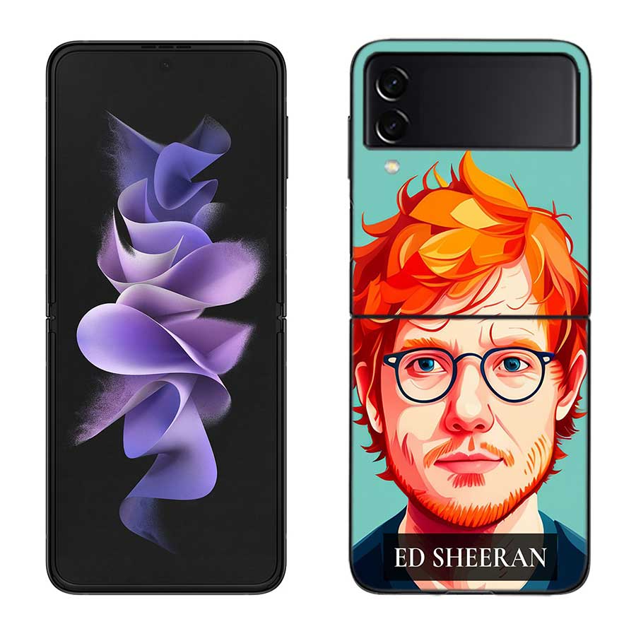 Ed sheeran Singer Phone Case For Samsung Z Flip 7 6 5G Galaxy Z Flip 5 4 3 Black Hard Cell Cover Luxury PC Shell Coque