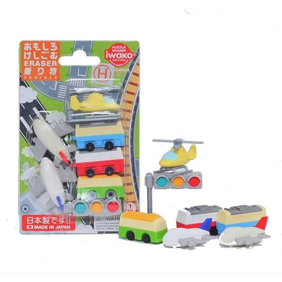 IWAKO Eraser Vehicles 10-Piece Blister Pack SCERBRI021