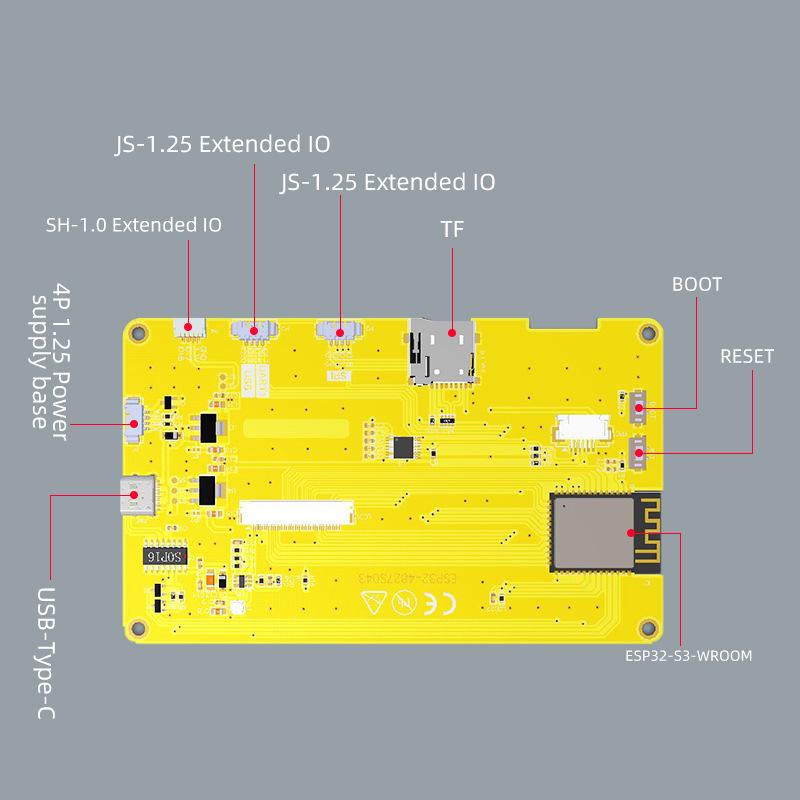 4.3-inch ESP32S3 Touchscreen IoT Development Board with WiFi, Bluetooth, Smart LCD Display, and LVGL