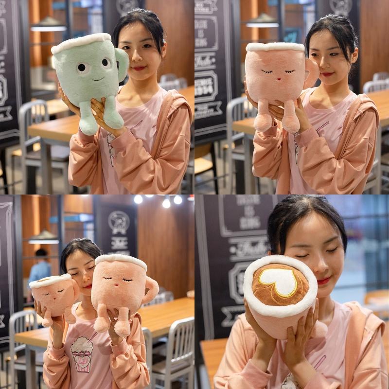 Cute And Comfy Matcha Latte Coffee Cup Plush Toy For Cozy Decor