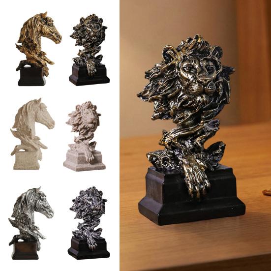jijijing Lion Bust Statue, King of Beasts Figurine, Resin Animal Head Sculpture for Home Office Living Room Decor