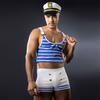 JSY Sexy Sailor Uniform Cosplay Lingerie Men Underwear Blue Vest Bodysuit Erotic Lingerie Porno Costumes Sexy Role Play Outfits