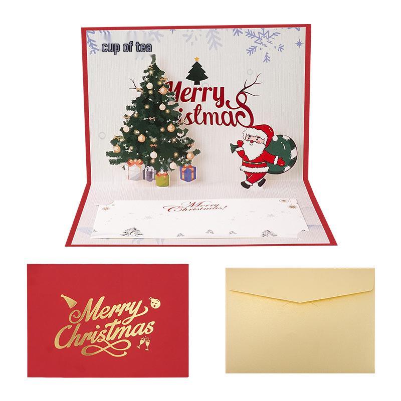 3D Pop-up Christmas Card with Custom Envelope and Hot Stamping