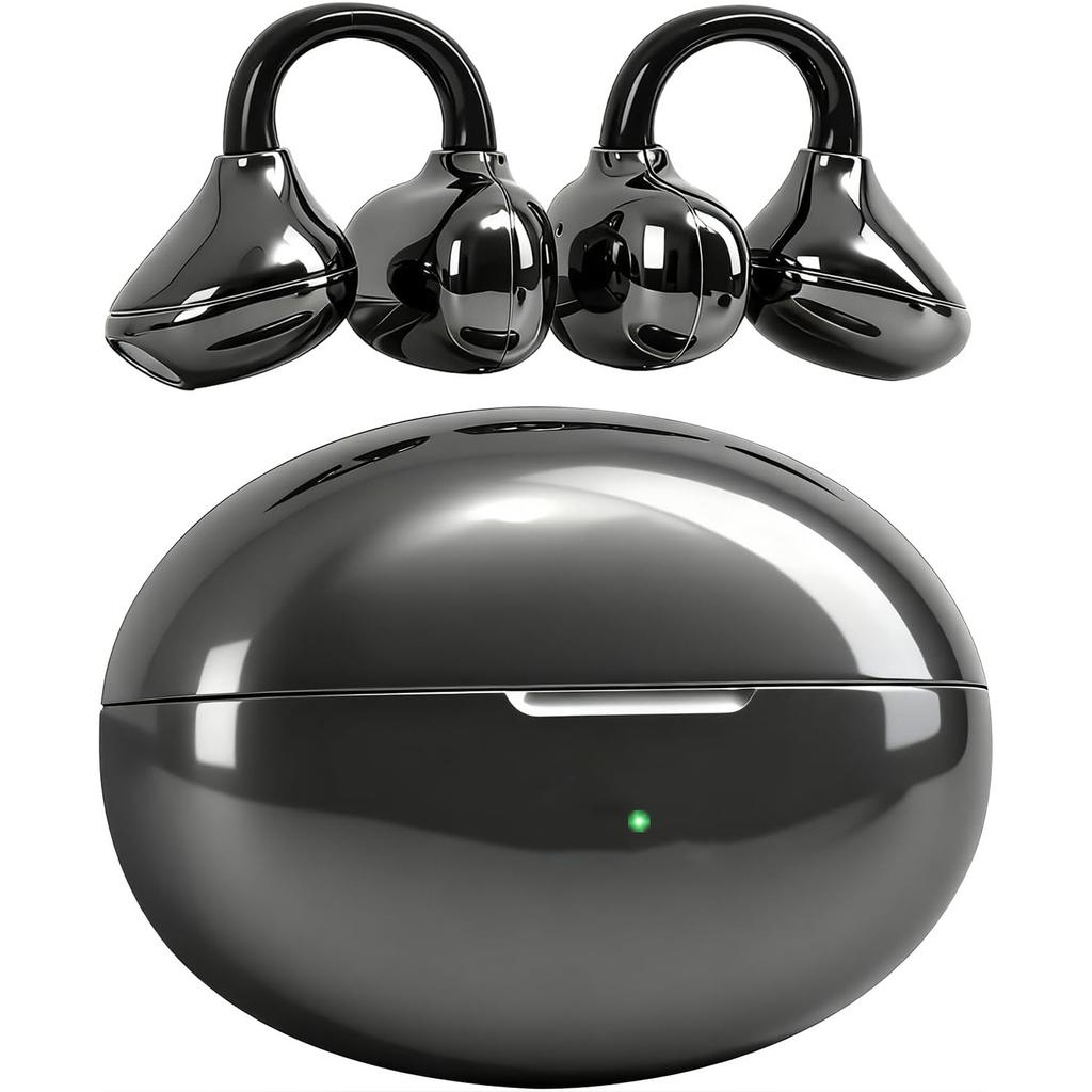 Clip-On Open-Ear Bluetooth 6.1 Earbuds with Microphone, Comfortable Non-In-Ear Sports Headphones with HD Sound & Noise Reduction for Running