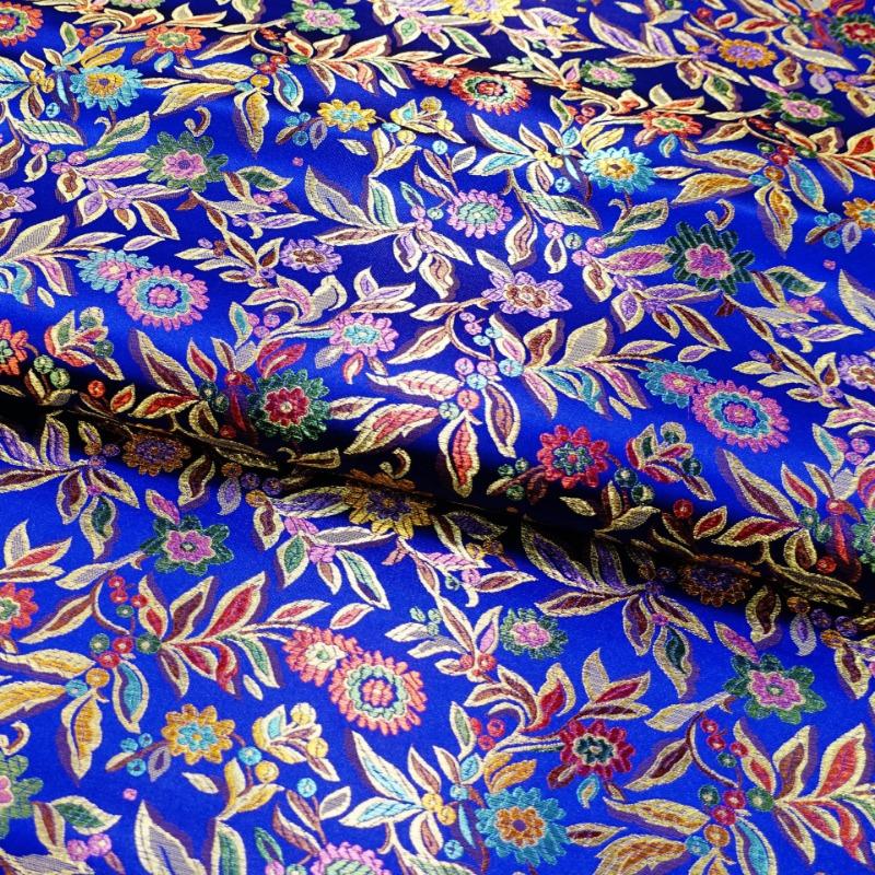 Jacquard Brocade Fabric 300x114cm for Needlework Cheongsam Pillowcases Diy Sewing Cloth Colorful Leaf Flower Black Golden Red