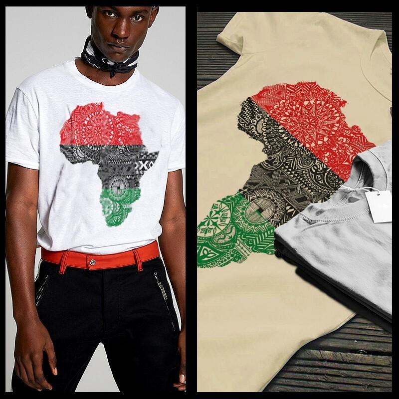 African Map T-Shirt Africa RBG Flag Color Black Ancestry Melanated XL White