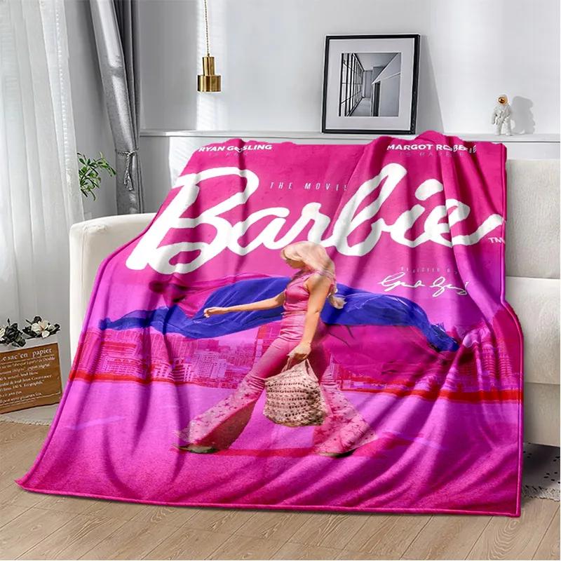 

Cartoon Movie Barbie HD Margot Elise Robbie Pink Soft Flannel Bedspread Sofa Blanket For Gift All Seasons