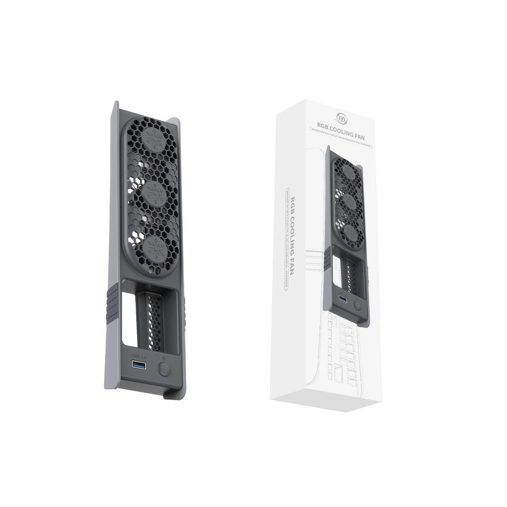 XBERSTAR PS5 Pro Cooling Fan for PS5 Pro/PS5 Slim Controller, Cooling Fan Stand, Rear Fan with RGB Colorful Lights, Cooling Accessories