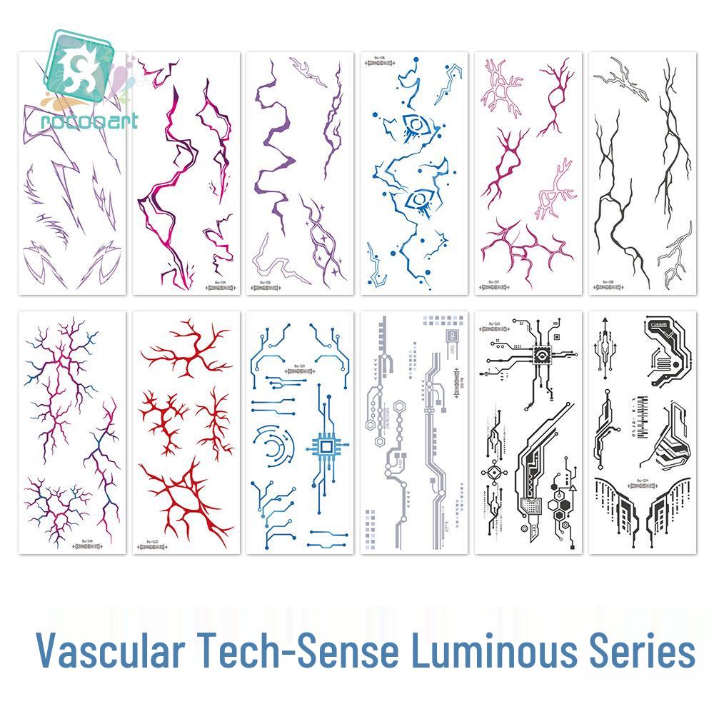 Glow Lightning Veins Kpop Girl Group Waterproof Temporary Tattoo Stickers