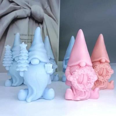 Christmas Tree Wreath Santa Claus Silicone Candle Mold DIY Long Hat Garland Dwarf Plaster Resin Soap Making Party Small Tools