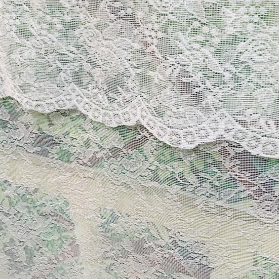 Cortina Media de Encaje, Cortina Transparente Floral Campestre Transpirable, Cortinas Estilo Nórdico Bloqueo de Polvo y Flujo de Aire, para Ventanas Medias de Cocina