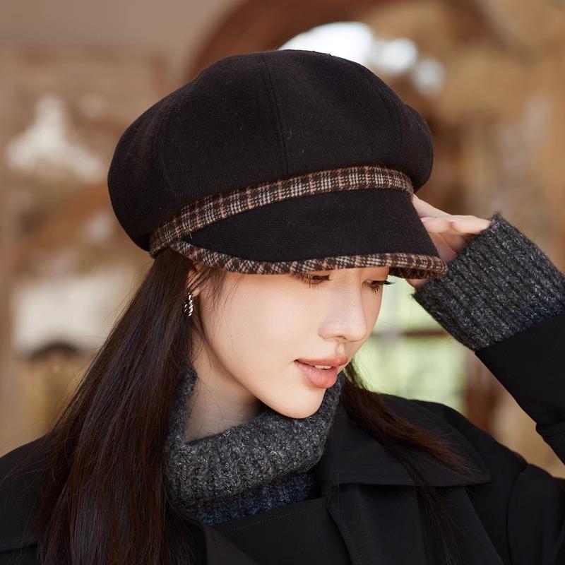 Octagonal Hat Female Autumn and Winter Cap Elegant Fashion Beret British
