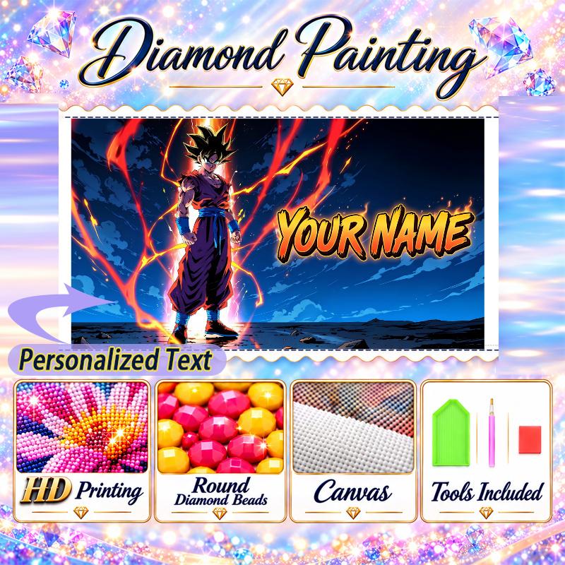 Personalized Dragon Ball Goku Diamond Art Custom Name 5D Diamond Painting Full Drill DIY Craft