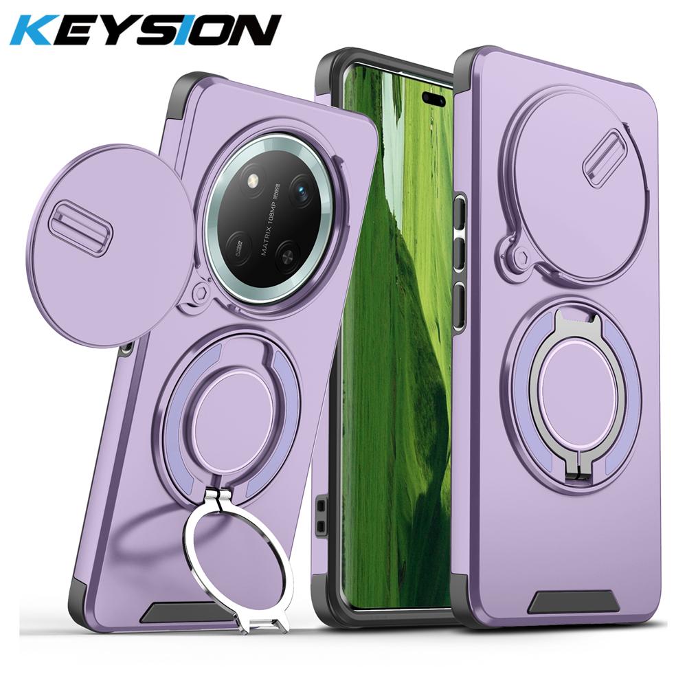 KEYSION 360° Ringständer Handyhülle für Honor X9c 5G X9c Smart Slide Kameraschutz Magnetische stoßfeste Abdeckung für Magic 7 Lite