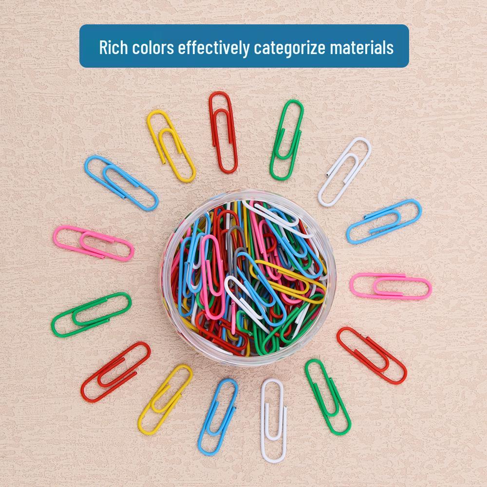 Colored Nickel-Plated Paperclip Dispenser (100 Pieces) - Creative Metal Bookmark and Office Stationery Clips