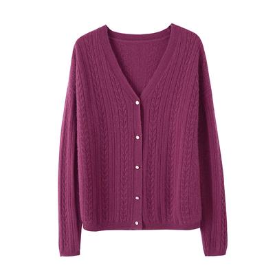 V-Ausschnitt Verdrehter Floral-Strickjacke für Damen im Herbst und Winter Locker Langärmelige Gestrickte Strickjacke für Pullover Jacke Oberteil