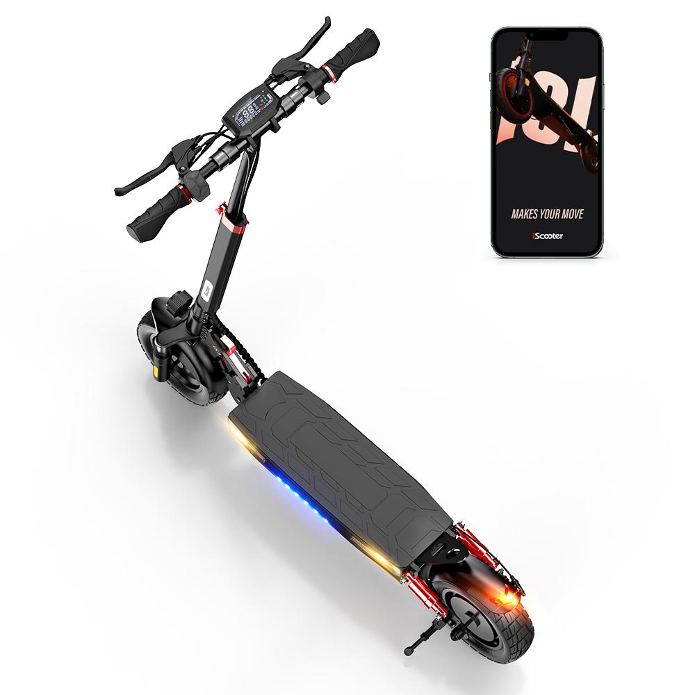 IScooter iX3 800W elektrisk sparkesykkel 10 tommer terrengdekk batteri 48V/10Ah maksimal hastighet 40km/t med APP-kontroll demping foran og bak
