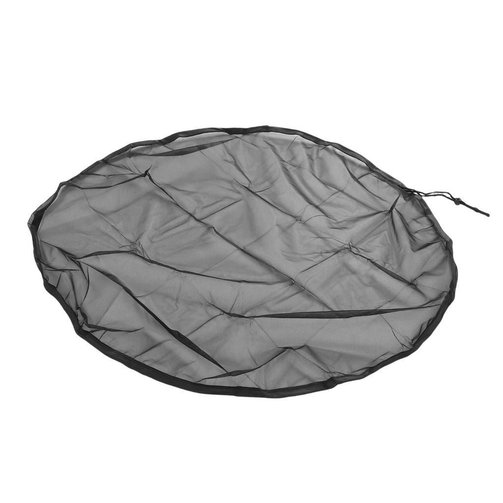Rain Bucket Mesh Cover Black 37.4in Diameter Polyester Fiber Water Collection Bucket Cover with Drawstring for Leaves