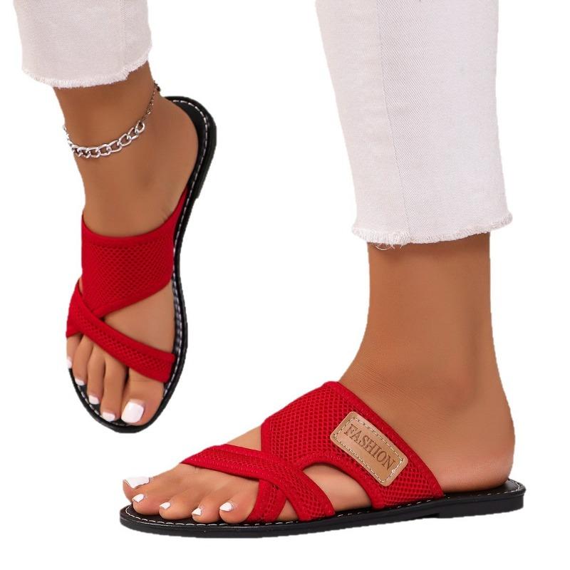 Summer New Breathable Mesh Fish Mouth Slippers Non-slip Beach Women's Slippers