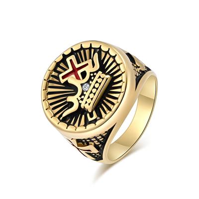 High Quality Luxury Vintage Papal Cross Titanium Ring for Men Hip Hop Jewellery Street Hipster Wear Finger Ring