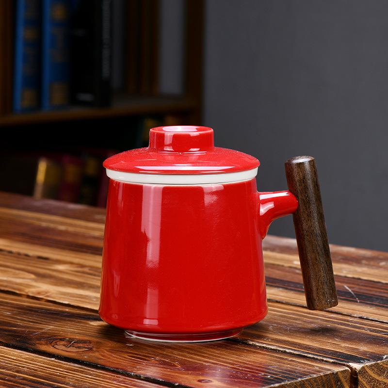 Ceramic Water Cup Teacup With Lid Office Cup Gift Box White Porcelain Cup With Filter Liner Gift