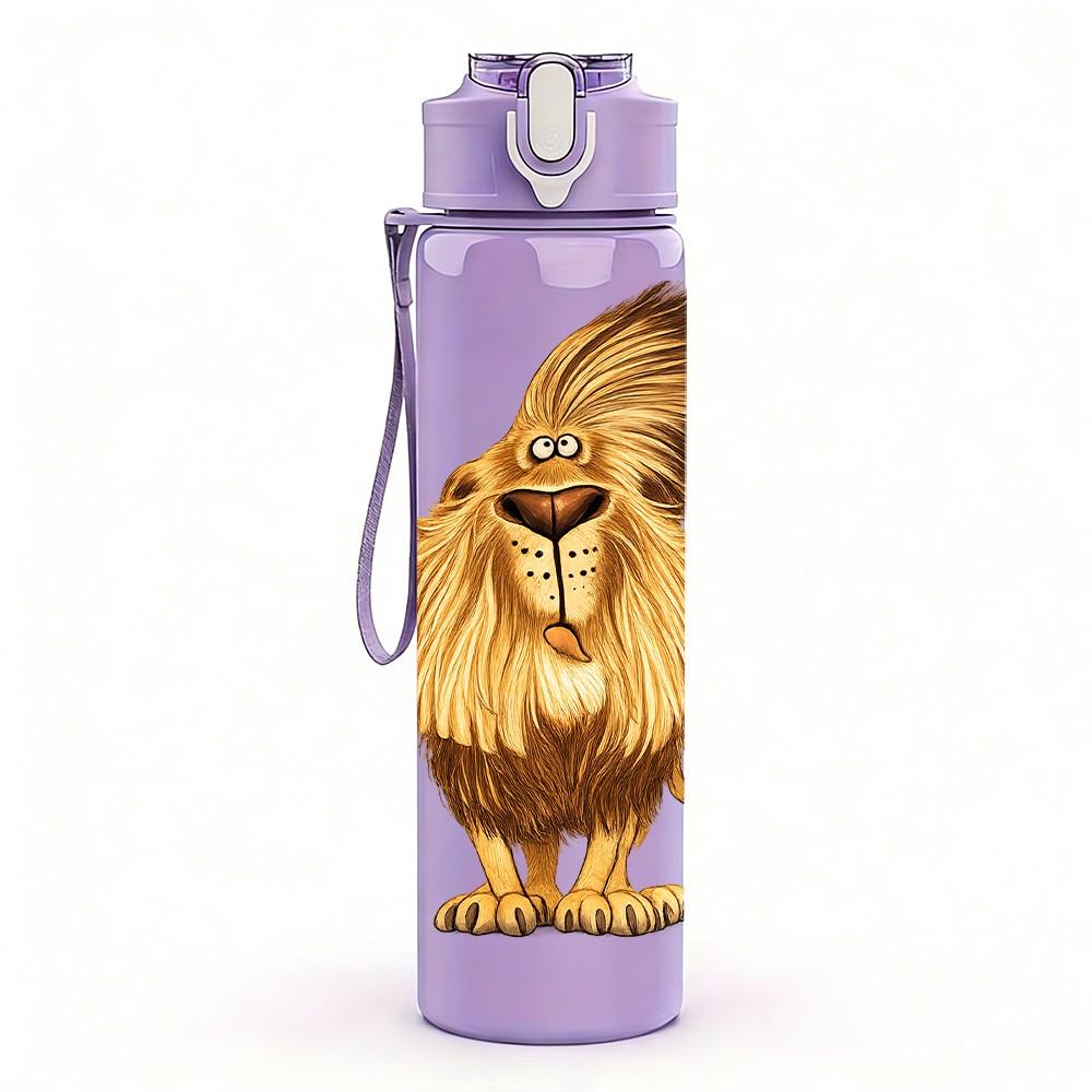 1PC Lion King Mane Animal Portrait Print 750ml Color Plastic Sports Water Bottle Leakproof Flip Straw Lid Suitable for Sports Office Home Use