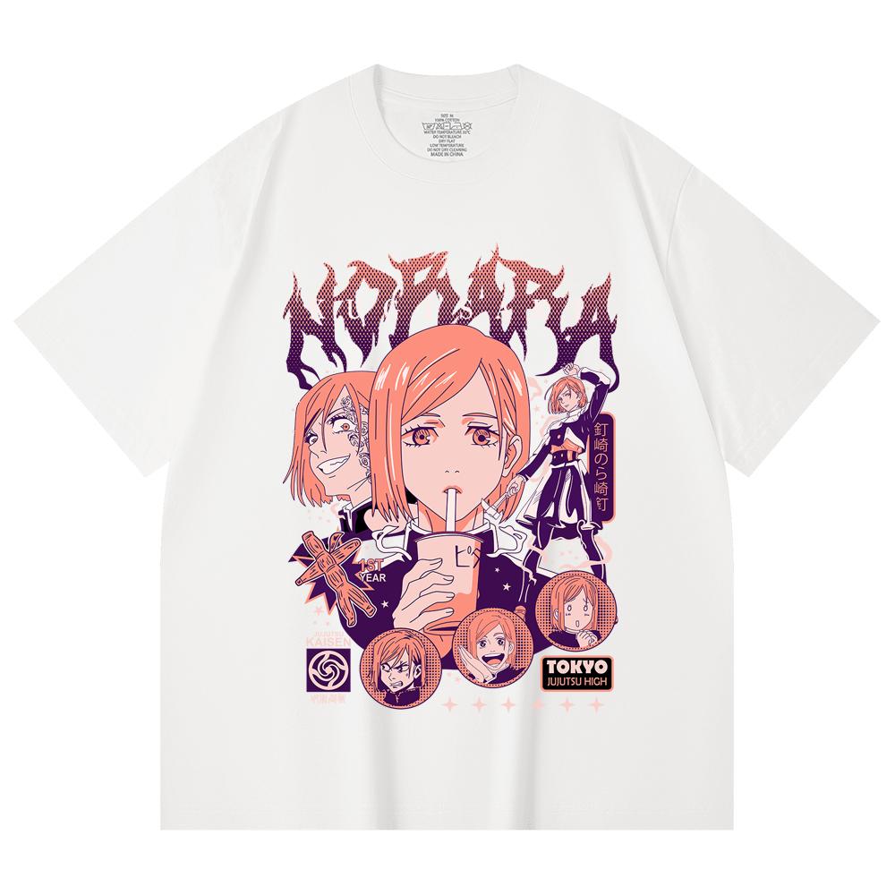230 Gsm 100% Cotton Jujutsu Kaisen V16 Nobara Print Unisex Heavy Cotton T Shirt
