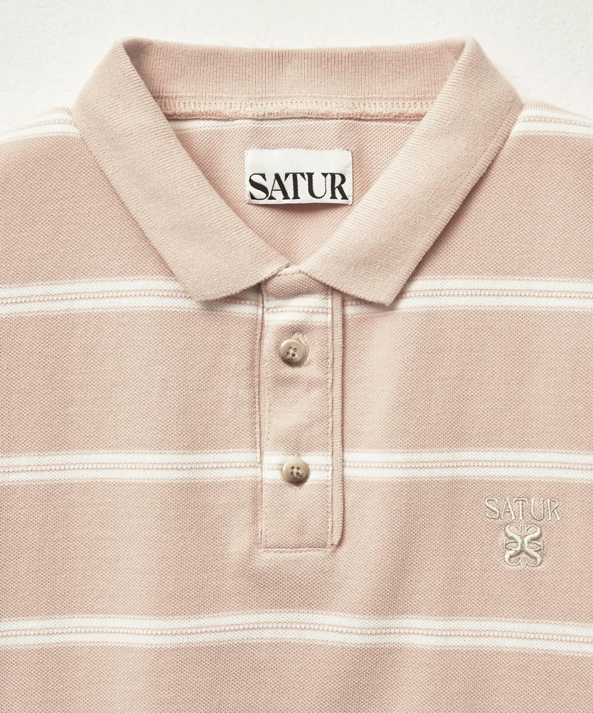 Seteo (W) Striped Pique Polo Short Sleeve T-Shirt Light Pink
