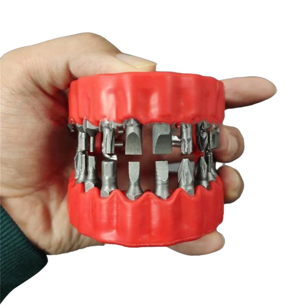 Screwdriver Bit Funny Plastic Home Decor Denture Drill Bit Holder With 28 Bits Bit Adapter Teeth Model Design