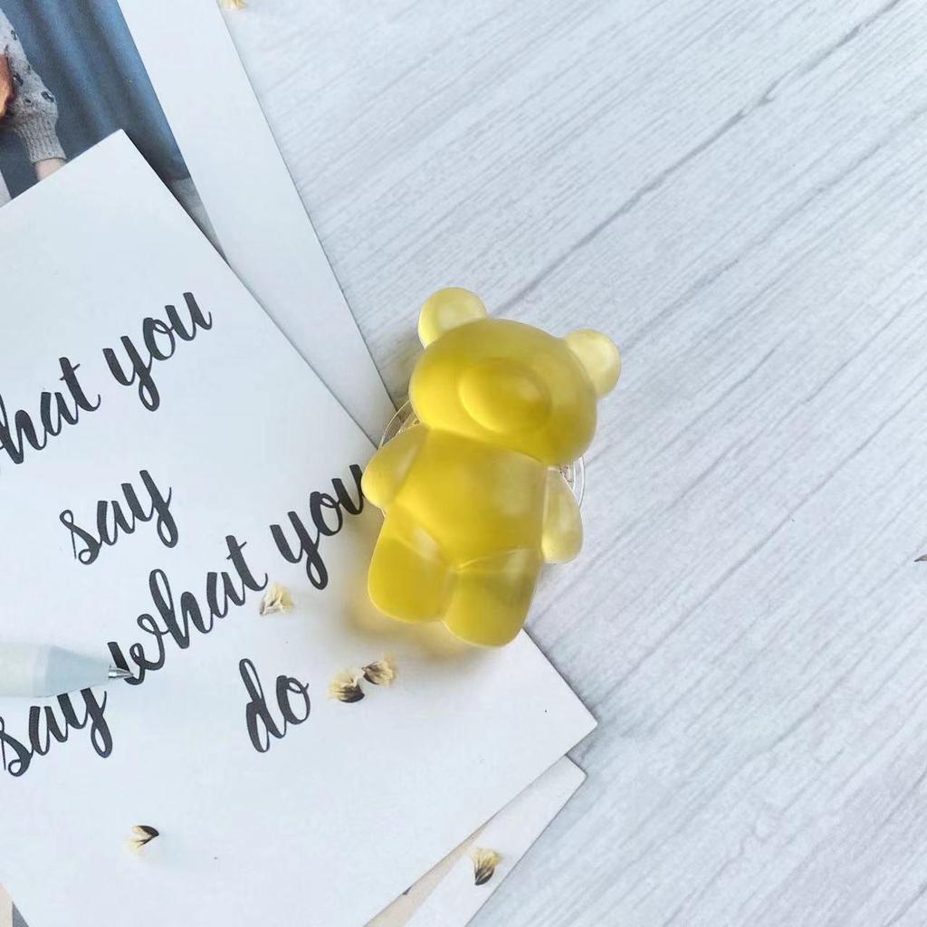 Frosted Bear Airbag Phone Holder: Cute, Semi-Transparent, Folding Desktop Stand