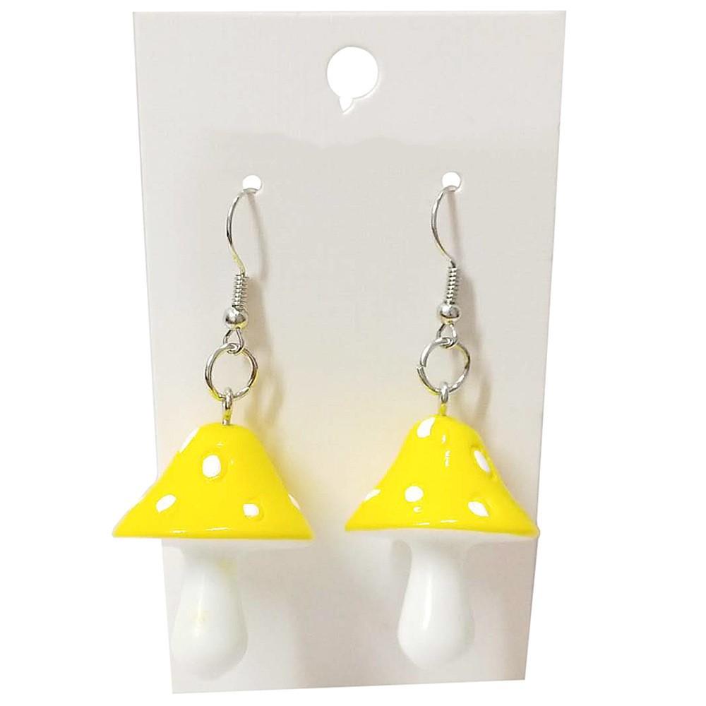Sweet Resin Mushroom Earrings Handmade Plastic Simulation Mushroom Long Pendant Earring Zircon For Women Girls Gift