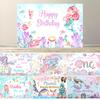 Mermaid Birthday Backdrop Under The Sea Birthday Party Decoration for Girl Purple Glitter Mermaid Tails Photography Background