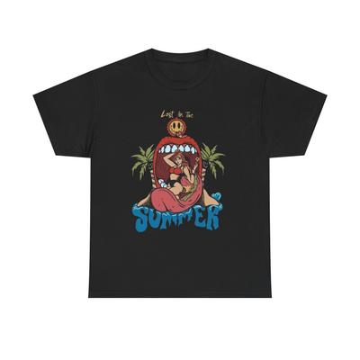 Lost In The Summer Grafik T-Shirt Bequemes Baumwoll-Tee Brandneu