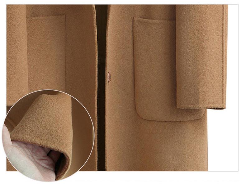 European & American Women's Long Double-Sided Wool Coat for Autumn & Winter