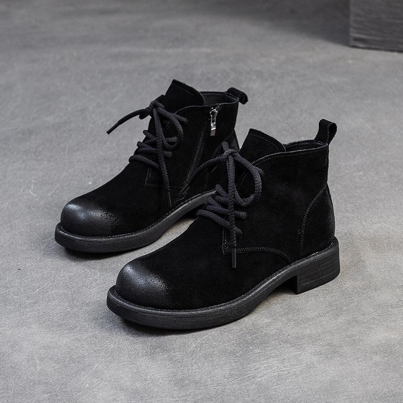 

Johnature универсальные британские полусапожки из натуральной кожи в стиле ретро со шнуровкой женские туфли 39 чёрный