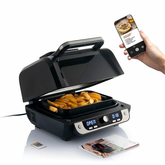 Air Fryer with Grill, Accessories and Recipe Book InnovaGoods Air Fryer Fryinn 12-in-1 6000 Black Steel 6 L 3400 W