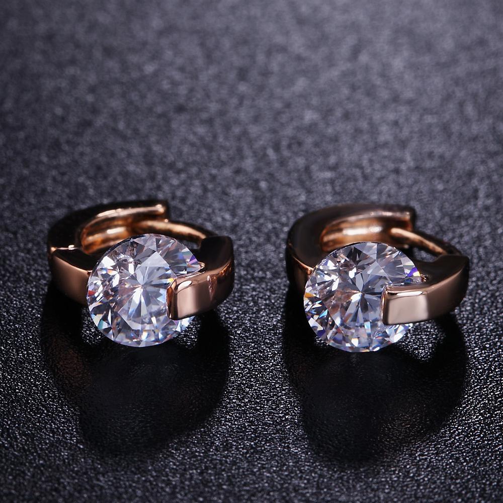 Orecchini Classici Brillanti in Zirconia Cubica da Donna Colore Oro Rosa Carini Mini Accessori per Orecchie Lobe Gioielli alla Moda E547