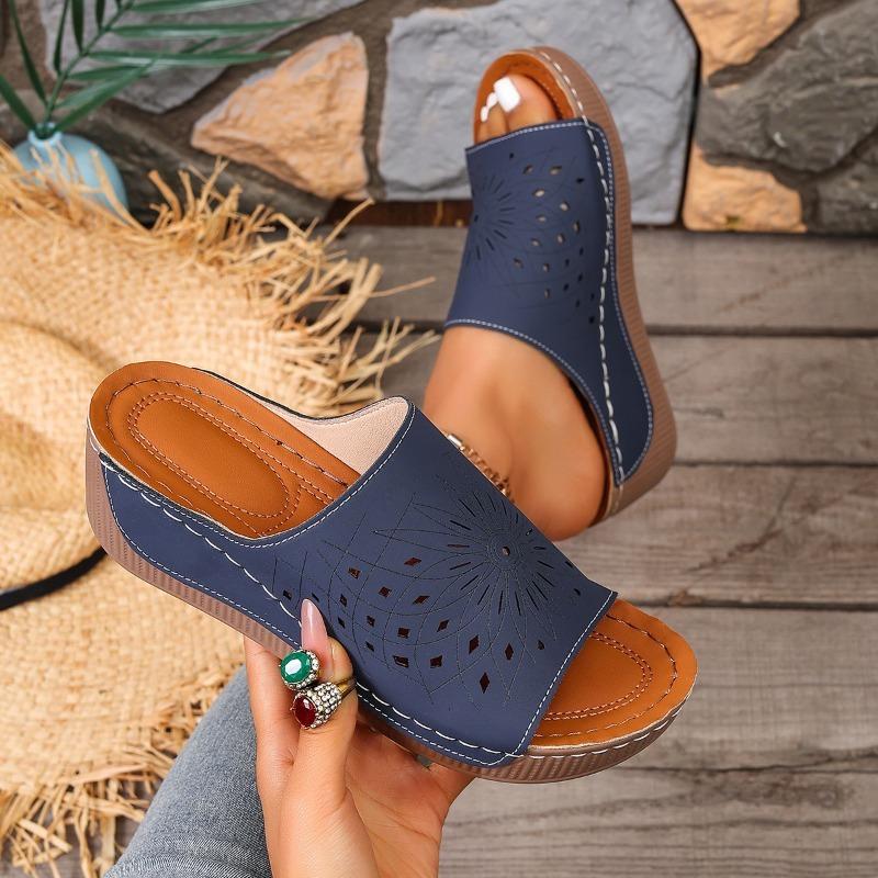 Sommer Neu Übergröße Hohl Keil Sandalen Hausschuhe Damen Einfach Offene Zehen Plattform Höhe-Erhöhend Sandalen