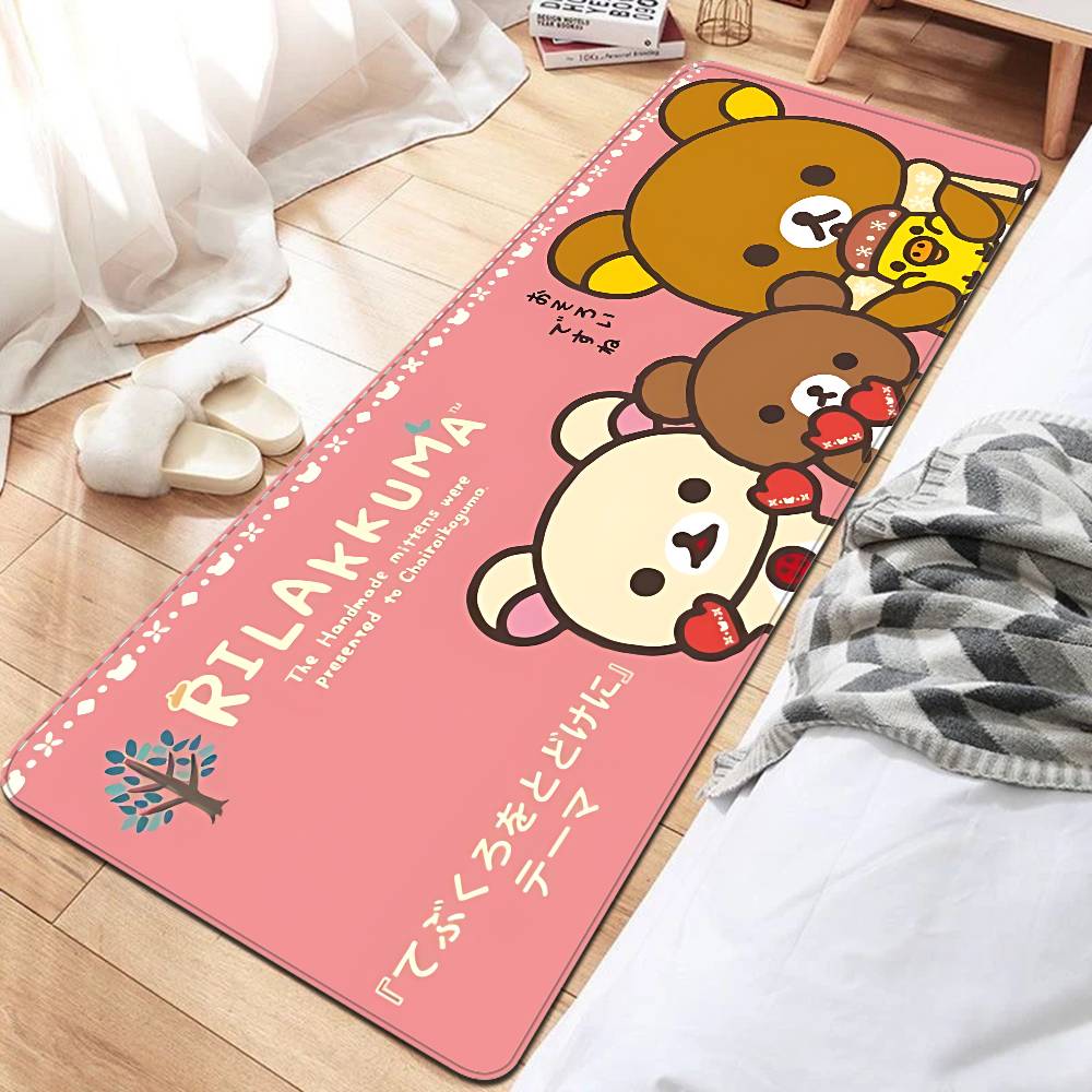 Kawaii Rilakkuma Bear Bathroom Mat Anti-slip Absorb Water Long Strip Cushion Bedroon Mat Welcome Doormat
