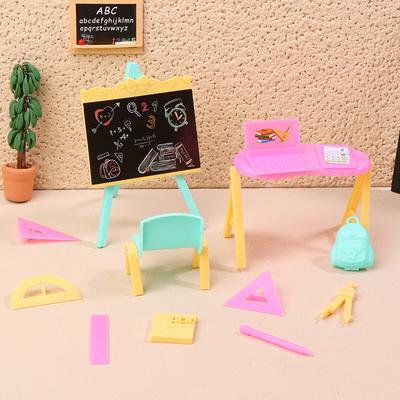1:12 Dollhouse Miniature Drawing Board Study Table Computer Stationery Ruler Model Decor Toy Doll House Accessories