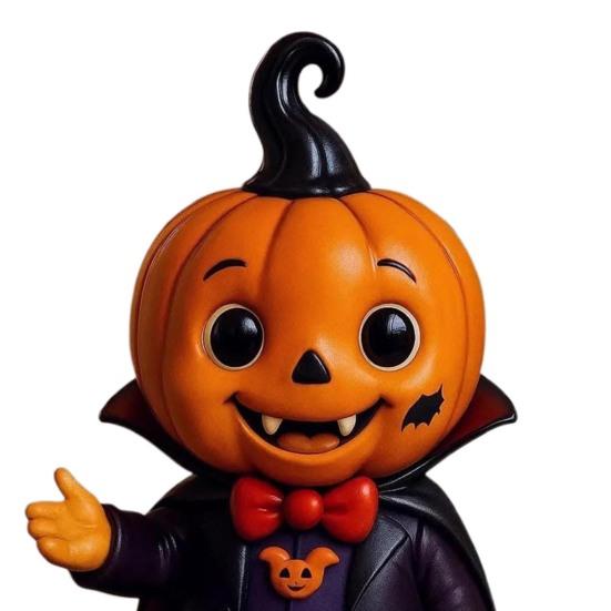 Halloween Pumpkin Kid Figurine Mini Resin Demon Pumpkin Statue Spooky Tabletop Ornament for Outdoor Indoor Home Garden Decoration