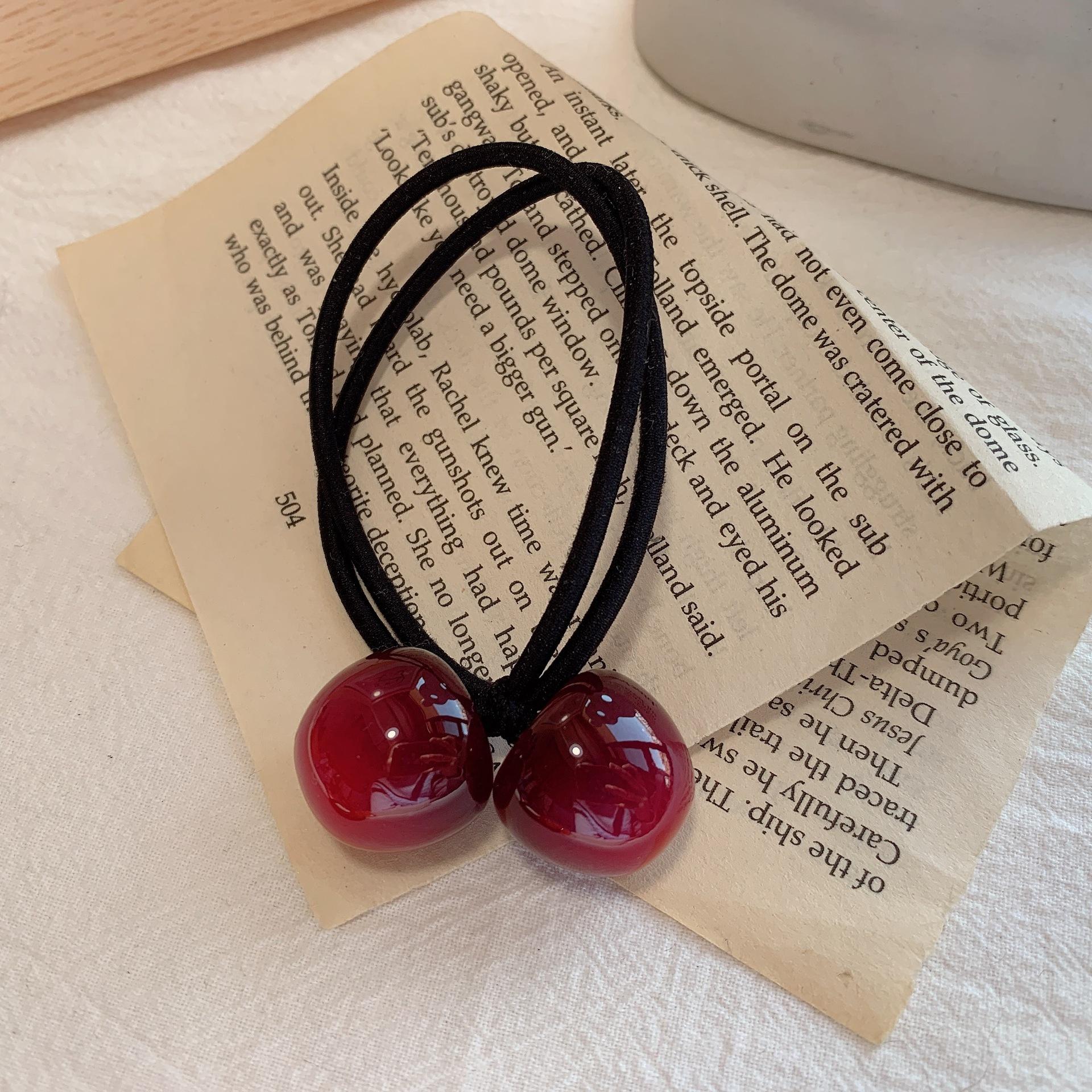 

Красная повязка для волос с вишней, эластичная женская резинка для волос, высокая эластичность, милая фруктовая резинка для волос, универсальный аксессуар для волос