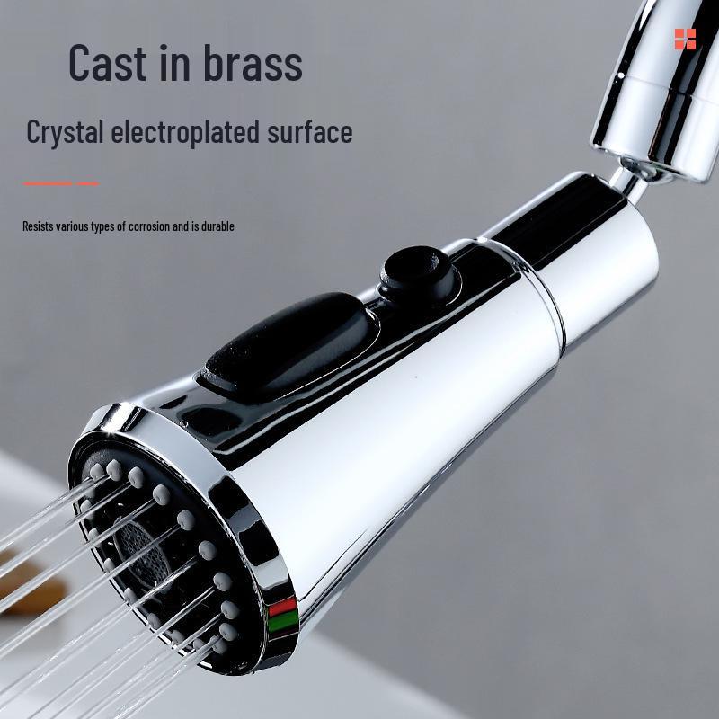 Splash-Proof 360° Rotating Kitchen Faucet with Three-Speed Pressurized Blade Flushing Aerator