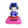 New Solar Powered Japanese-Style Doll Car Ornament Kimono Girl Shaking Head Nod Head Cartoon Doll Dashboard Cute Car Accessories