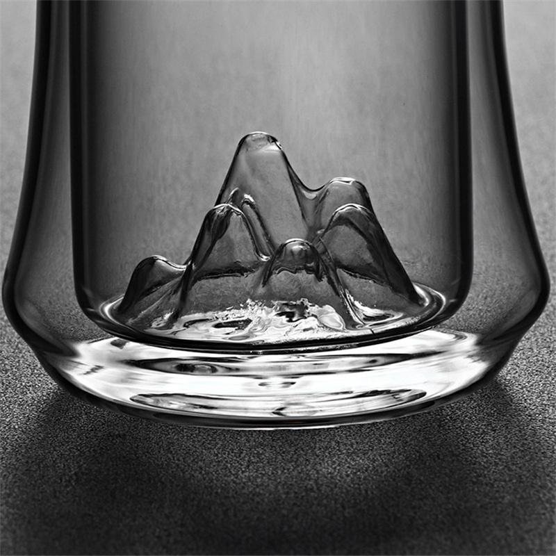 Japanese Transparent Double Wall Glass Mountain View Tea Mug High Borosilicate Kungfu Green Tea Cup Milk Beer Cocktail Wine Mug