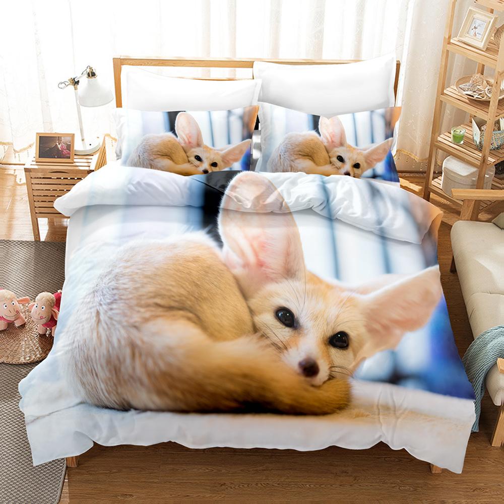 

Comforter Fennec Fox Bedding Bedding Set Animal Kids Cute Comforter Bed Set Cute And Kawaii For Adults Comforter (quilt)-EU Single(135*200cm)3pcs