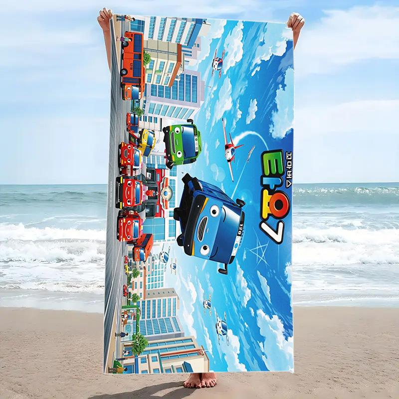 Tayo the Little Bus Print Beach Towel, Large Soft Quick Dry Towel for Beach Camping Swimming
