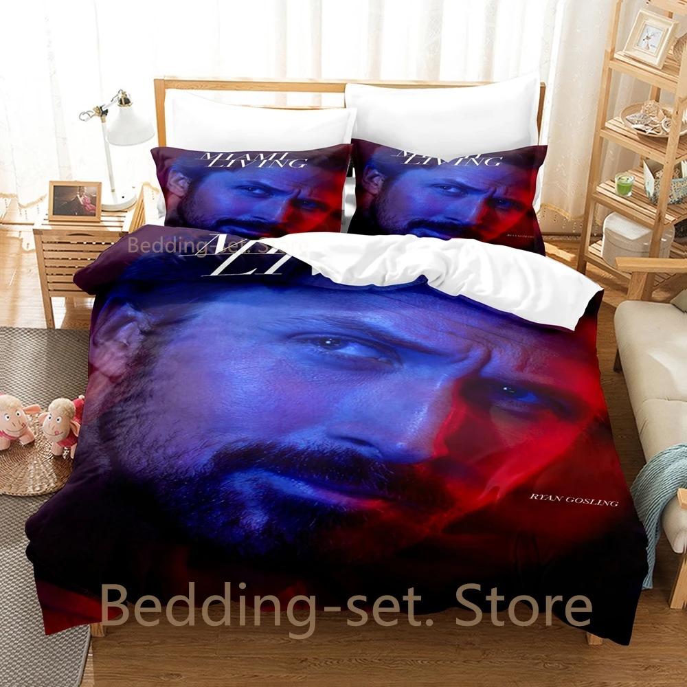 

Comforter Ryan Gosling Bedding Set Single Twin Full Queen King Size Bed Set Adult Kid Bedroom Duvet Sets 3D Anime Bed Comforter (quilt)-EU Single(135*200cm)3pcs