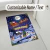 Christmas Theme Crystal Velvet Rug Personalized Custom Name Text Soft Floor Mat Home Decor