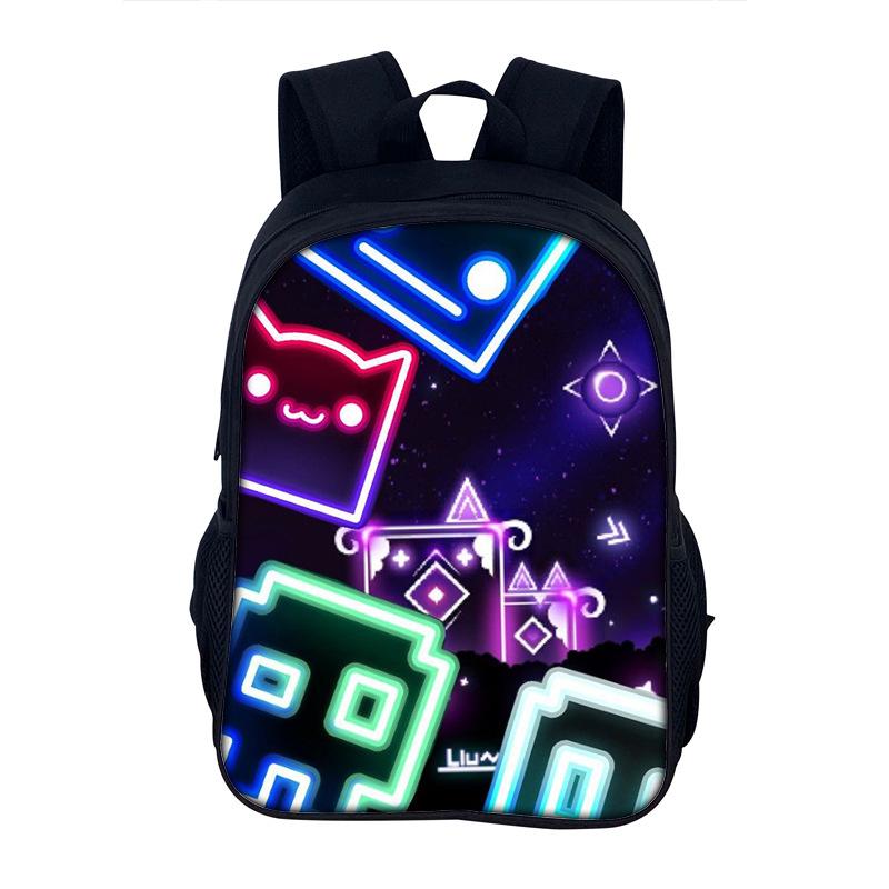 Geometry Dash Cartoon Rucksack Schultasche 40cm/15.7inch Rucksack Bücherrucksäcke Computerrucksack für Jungen Mädchen Bestes Geschenk